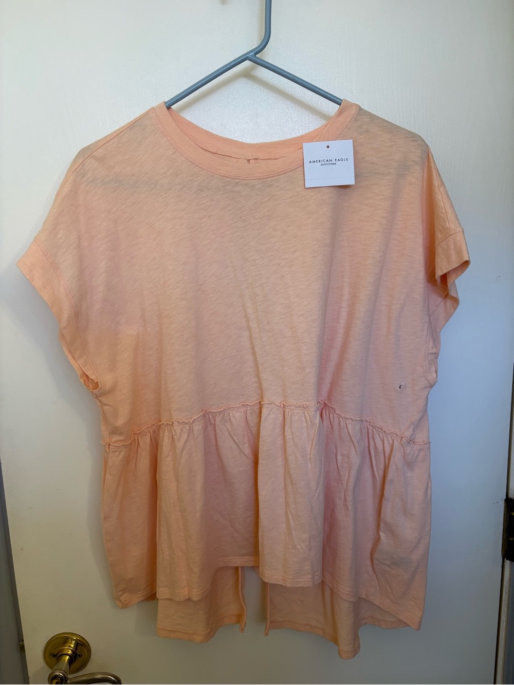 NWT American Eagle Outfitters Peach Drop-Waist Peplum Tee